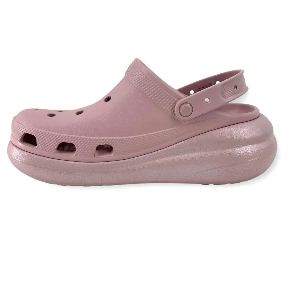 Crocs Classic Crush Shimmer Clogs Clay Pink Mens Size 12 Chunky Platform